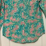 Lilly Pulitzer printed button up shirt blouse size small pink green seahorse Photo 6