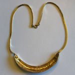 Vintage Gold Tone Flat Chain Enamel Necklace Photo 4