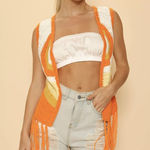 American Vintage Crochet Star Vest Orange Multi - M NWT Photo 0