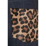 $695 Michael Kors Collection Calf Hair Straight Jean Dark Wash Animal Print EUC Blue Size 4 Photo 4