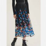 Maje  Jamie Black Floral Embroidered Tulle Midi Skirt size 1 Small $395 Photo 1