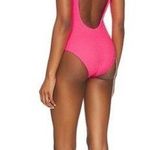 Free People NEW  It’s Now Cool Low Back One Piece Swimsuit Neon Pink Crimp Large Photo 1
