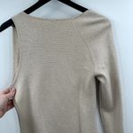 Abercrombie & Fitch Long-Sleeve One-Shoulder Mini Sweater Dress Cream and Gold Size Large Tall NWT Photo 5