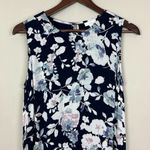 J. Jill Midi‎ Dress PM Navy Blue Floral Shift Ruffle High Low Hem Petite Medium Size undefined Photo 2