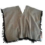 Crescent  women's size small tan pancho with black tassels Photo 0