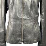 DKNY  Lamb Leather Jacket Women’s 10 Black Panel V-Neck Full Zip City Chic Photo 2