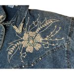 Vintage 80s Pretty Bleu Womens Stonewashed Denim Pearl Embellished Jean Shirt M Blue Size M Photo 3