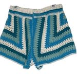 Rebellion  Again 2 piece Crochet Knit Top Shorts Set NWOT Blue and Cream Size S Photo 3