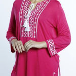 Margaritaville Fuchsia Embroidered Boho Tunic NWT M Medium Pink Photo 0