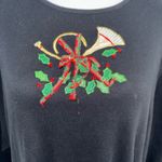Studio Joy Black Holiday Top 2X Embroidered Horn Holly Bows Christmas Plus Photo 1