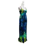 Bailey blue  V-neck Peacock Feather Print Maxi Women's Dress Size Medium Photo 5