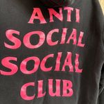 Unisex Anti Social Social Club Black Hot Pink Logo Pullover Hoodie Small Photo 4