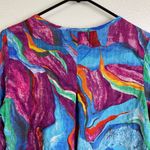 Yushi Blue Tunic Top Womens Small Abstract Multicolor Art to Wear Colorful Fun Purple Size M Photo 6