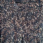 Beach Lunch Lounge Black and Brown Print Button Down Long Sleeve Blouse Size Lg Photo 5