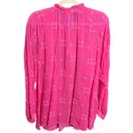 Johnny Was  Women's Magenta Molli Button-Up Animal Print Sheer Blouse. Size XXL Photo 8