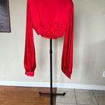 House Of CB 'Laraine' Cherry Silk Blouson Top NWOT size S Photo 7