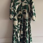 ZARA Green Geometric Print Maxi Dress XS Photo 1