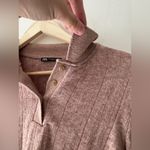 ZARA  Knit Brown Cropped Collared Long Sleeve Sweater Top Photo 2