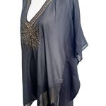 Spiaggia Dolce Studded Beaded Sheer Kimono Black Size XL Starburst Bronze Swim Photo 5