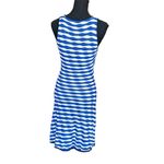 Shoshanna Blue White Stripe Tank Midi Dress MEDIUM Sheath Nautical Designer $395 Photo 1