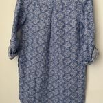 Sigrid Olsen Dress XS Coastal 100% Linen Shirt Roll Tab Long Sleeve Pockets Blue Photo 7