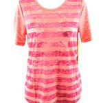 Lole  Womens Lane Top T Shirt Burnout Striped Short Sleeve Pink Size S Photo 0