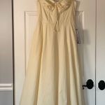Alex & Sophia Butter Yellow Midi Dress | NWT | Size M | Sweetheart Neck, Lace Hem, Pockets Photo 0
