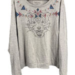 Anthropologie Luna Mercantile Co Tiger Embroidered Sweatshirt Gray Size L Photo 0