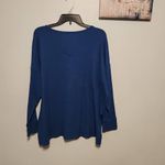 American Eagle  Blue V- neck Long Sleeve Tee L Oversized Ribbed Photo 4