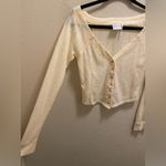 Urban Outfitters Out From Under Ivory Cropped V-Neck Knit Cardigan Size M Photo 5