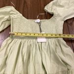 Mable Emory Smocked Ruffle Babydoll cotton mini dress NWT light green olive S Photo 8