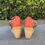 Valentino Garavani Valentino Rockstud double orange leather espadrille wedge sandal size IT 36 US 6 Photo 4