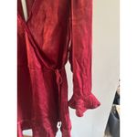 Xhilaration  Junior Red Wine long sleeve ruffle v neck midi dress size medium‎ Photo 3