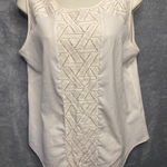 Van Heusen  Womens Ivory Lace Inset Sleeveless Tank Top M Photo 0