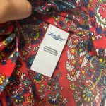 Lucky Brand Women's Red Paisley Short Rolled Sleeve V Neck Tie Waist Top Size XS Photo 7