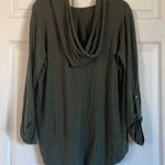 Market & Spruce Womens Salvatrice Henley Top Olive Hooded Roll Tab Knit, Size L Photo 5