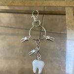 Handmade Y2k Silver and White Tooth keychain , goddess Keychain with Tooth charm Photo 2
