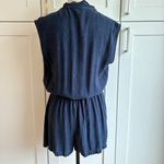 Maven West  Brooklyn M Blue Sleeveless Wrap-Front Romper Casual Summer Photo 5
