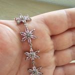 Light Purple Genuine Gemstone Flower Shape 925 Silver Bracelet Photo 7