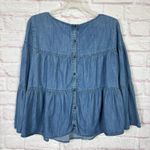 Madewell  Medium Denim Tiered Blouse Photo 8