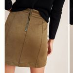 Maeve Anthropologie  Olive Green Jenny Seamed Faux Suede Mini Skirt size 4 $90 Photo 3