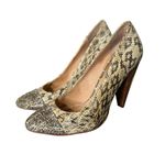 Modern Vintage Chunky High Heels‎ Womens 37.5 Snake Embossed Studs Leather Black Size 7 Photo 5