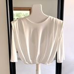 ZARA NEW Sheer Ivory Cropped Top With Shoulder Pads Photo 0