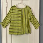 Habitat  blouse 3/4 sleeve size small green striped asymmetric lagenlook artsy Photo 3