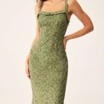 Rihoas Green Floral Square Neck Slip Midi Dress Size XS Photo 0