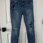 Loft  Women’s Modern Skinny Jeans Size 4/27 Blue Mid Rise Wash Distressed Ripped Photo 0