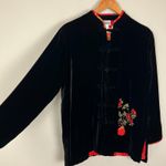 Chico's  Design 1‎ Jacket Womens Medium Black Velvet Floral Silk Rayon Toggle M 8 Photo 5