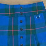 SO  Pleated Green/Blue Plaid Elastic Waist High Rise Buttoned Mini Skirt NWT Photo 5
