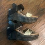 OTBT  Wedge Sandel Black Animal Print /Rattan Wedge Worn Once 7 Photo 2