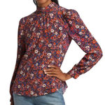Veronica Beard  Silk Chilton Floral Tie Back Blouse Berry Multi Size 2 NWT Photo 3